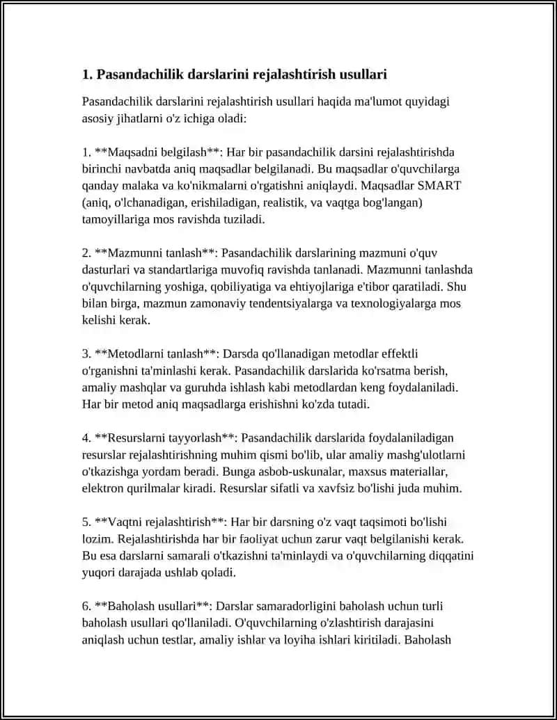 PASANDACHILIK DARSLARINI TASHKIL ETISH 3