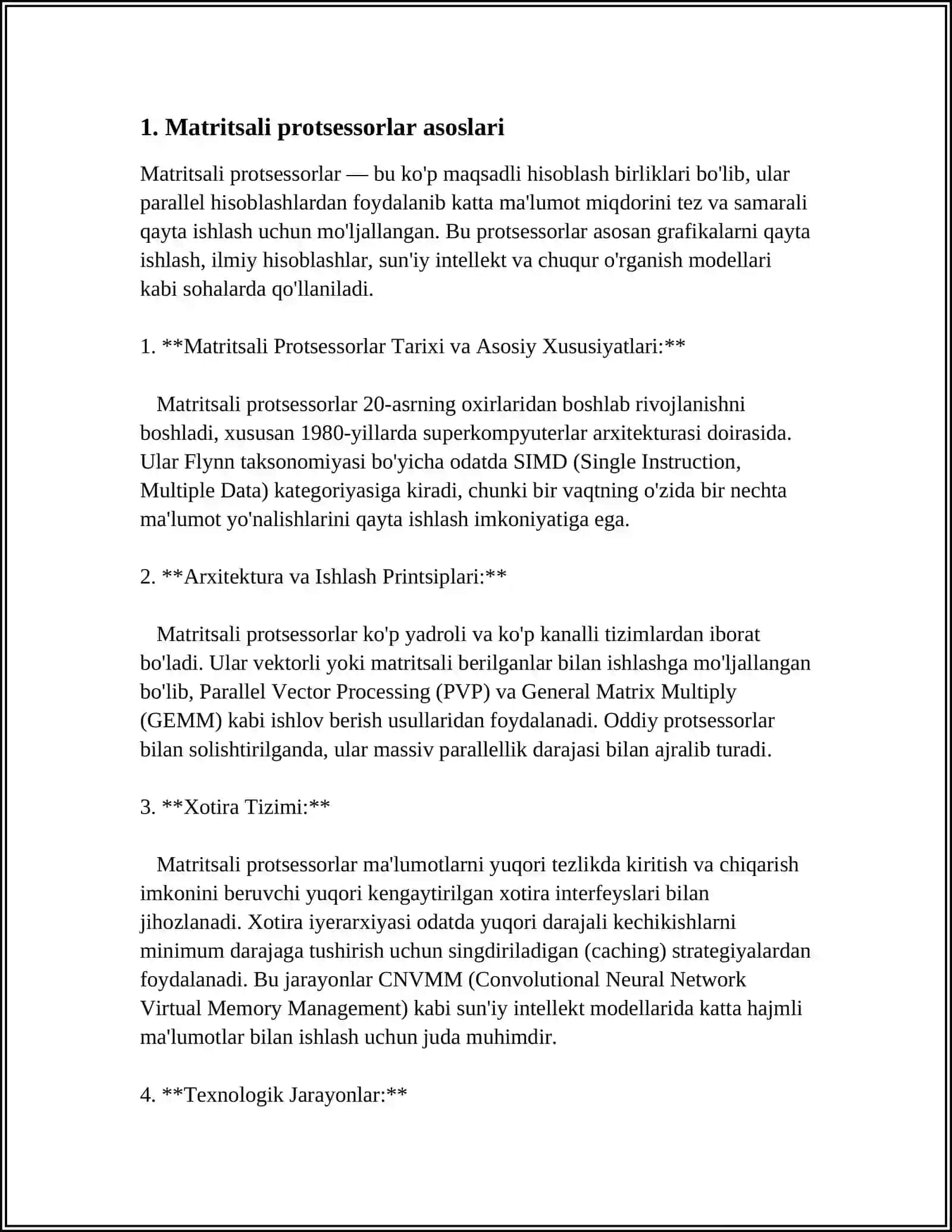 PROTESSOR TURLARI.MATRITSALI VA VEKTORLI PROTSESSORLAR 3