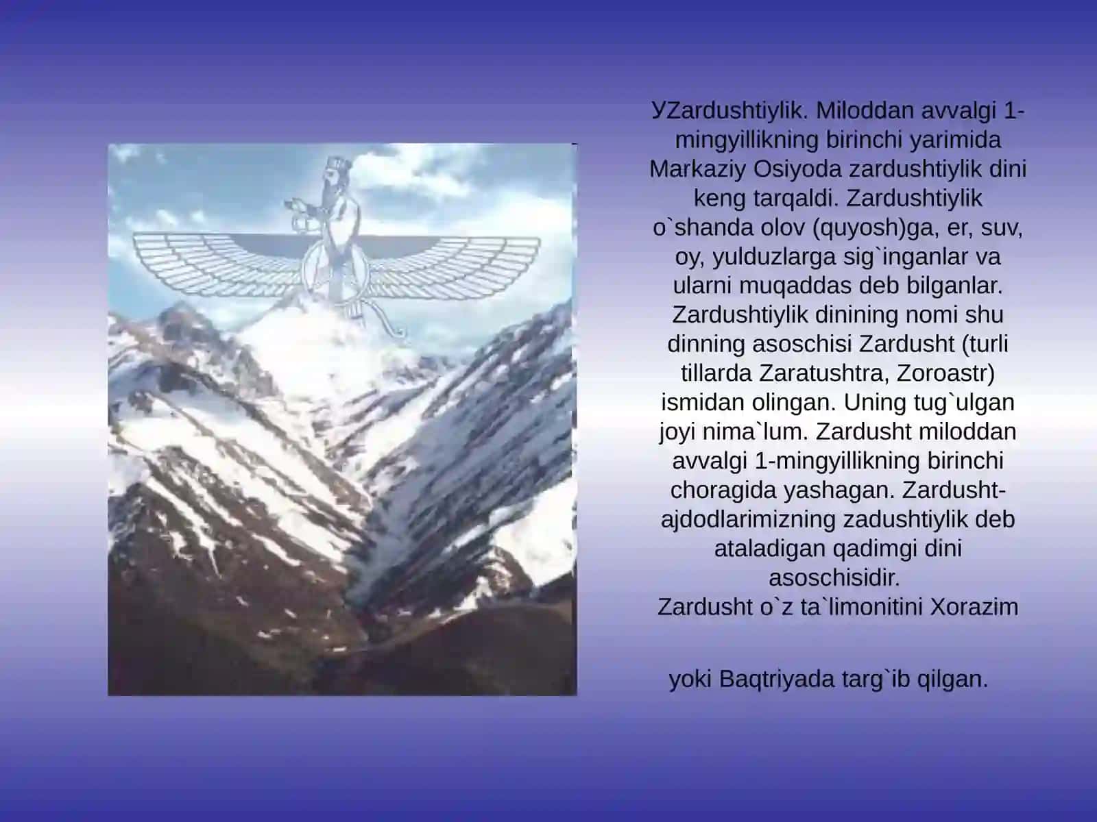 6-sinf Tarix fanidan Zardushtiylik mavzuda dars taqdimot 3