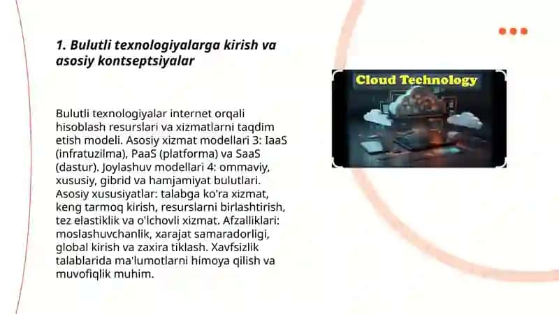 Bulutli texnologiyalar va ular bilan ishlash 3