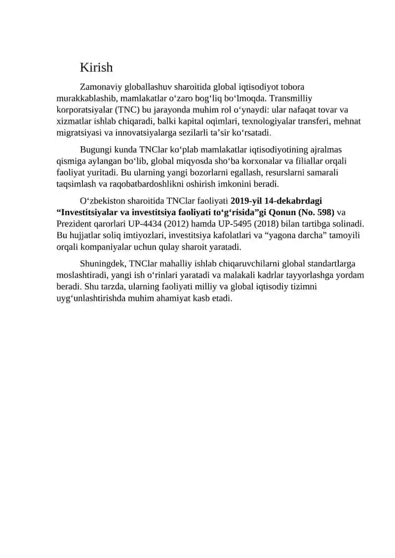 Transmilliy kompaniyalar faoliyati va xususiyatlari 3