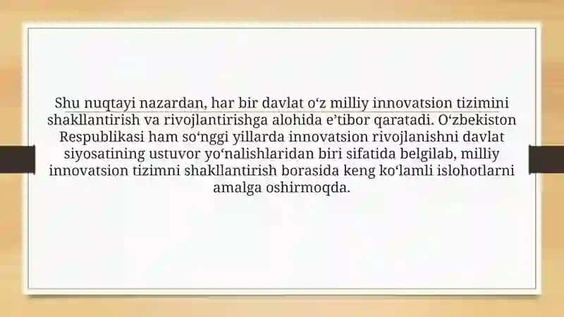 O’zbekistonda Milliy Innovatsion Tizimi 3