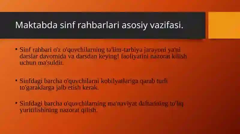 Sinf rahbarining vazifalari 3