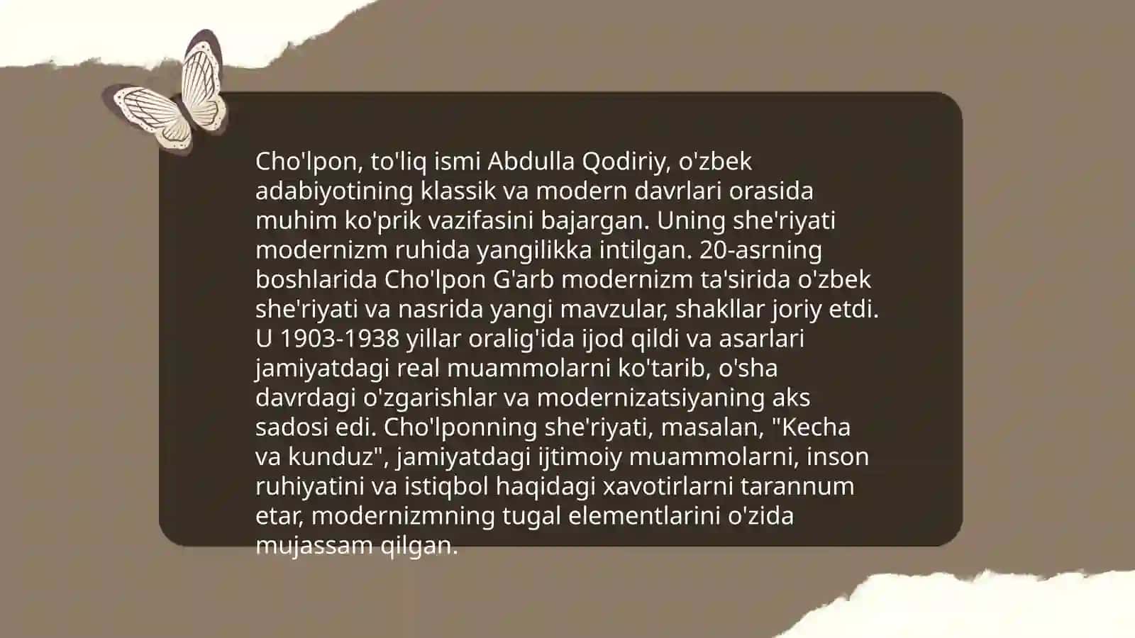 Cho'lpon she'riyati taxlili 3