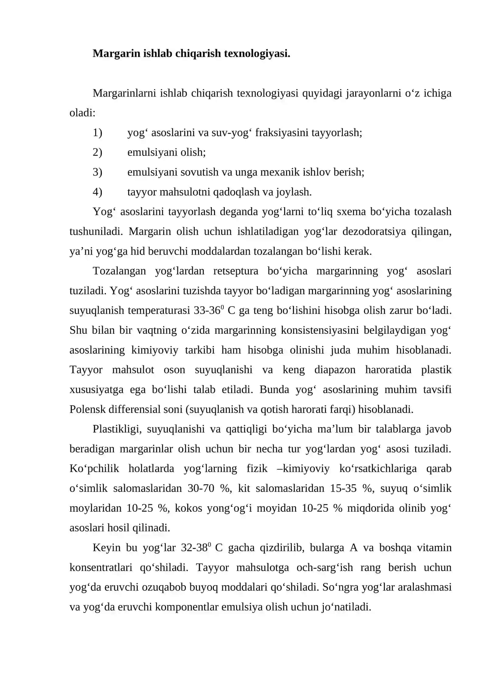 Margarin ishlab chiqarish retsepti 3