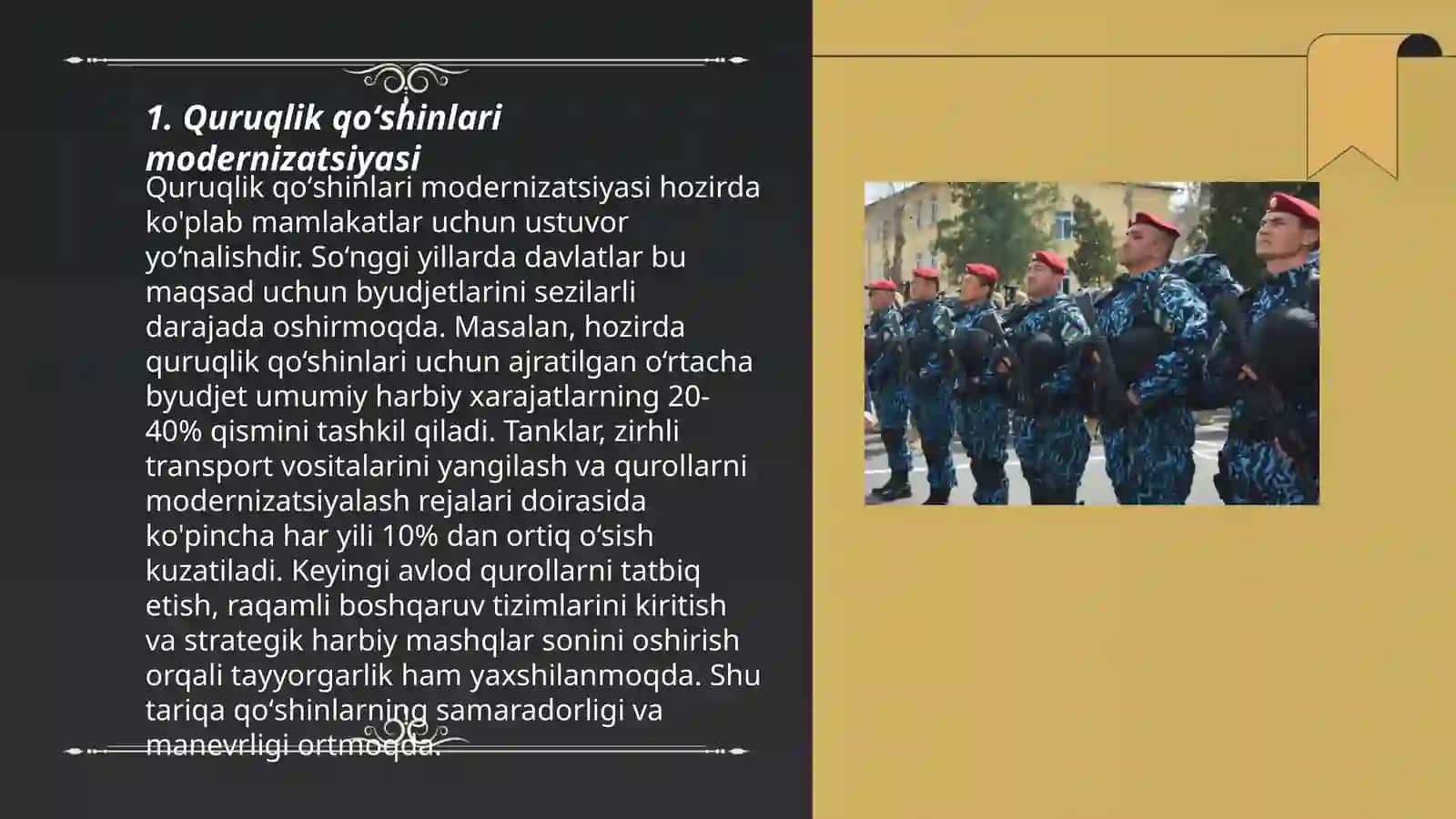 Oʻzbekiston quroliy kuchlari."Milliy armiya" ning takomillashishi 3