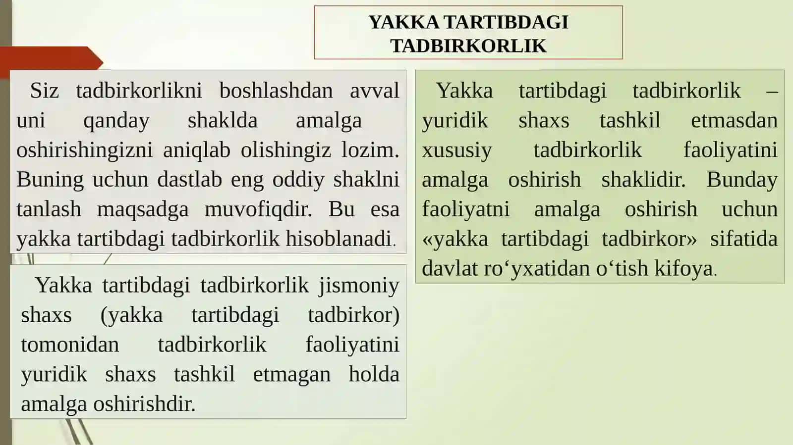 Yakka tadbirkorlik tushunchasi 3
