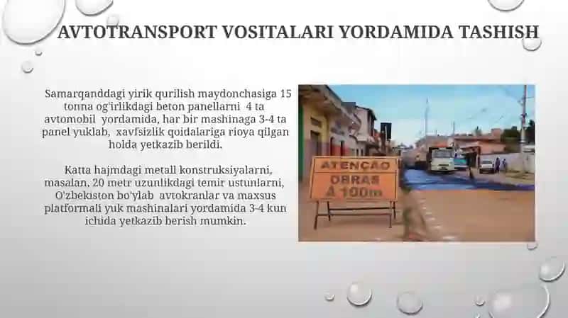konstruksiyalarni tashish usullari va vositalari 3