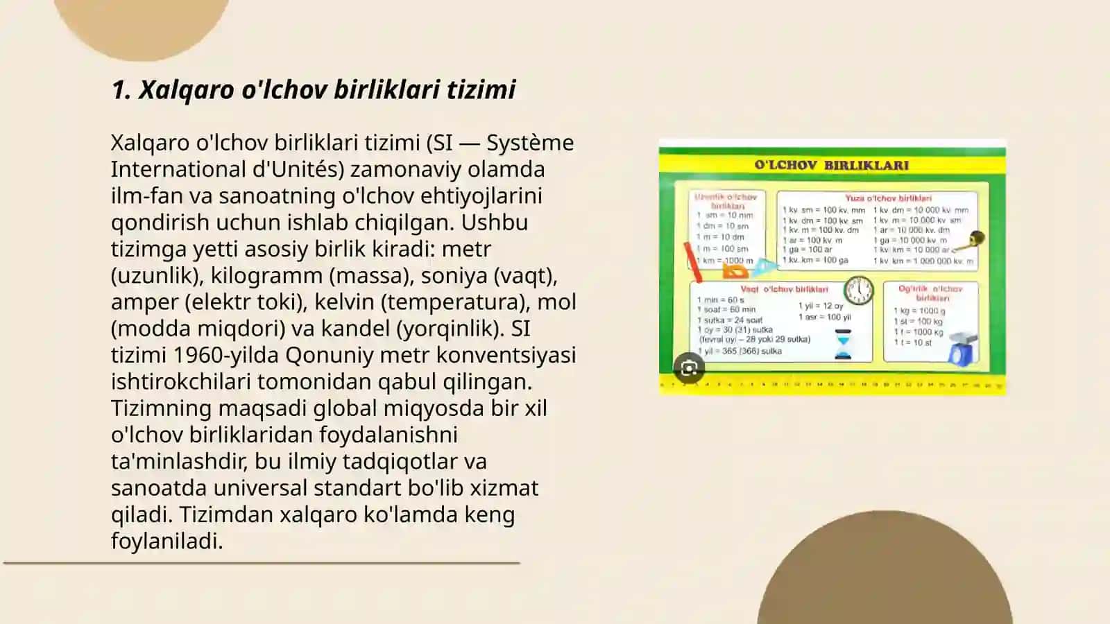 Xalqaro o'lchov birlikdagi bog'liqlik 3