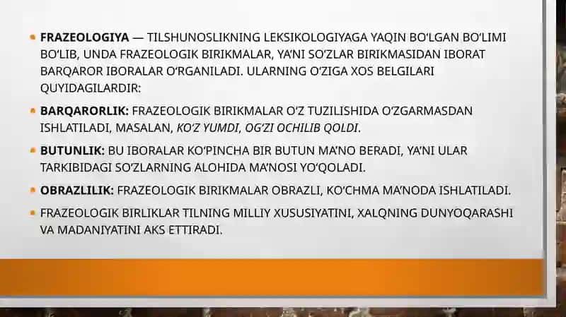 O’ZBEK TILI FRAZEOLOGIYASI 3