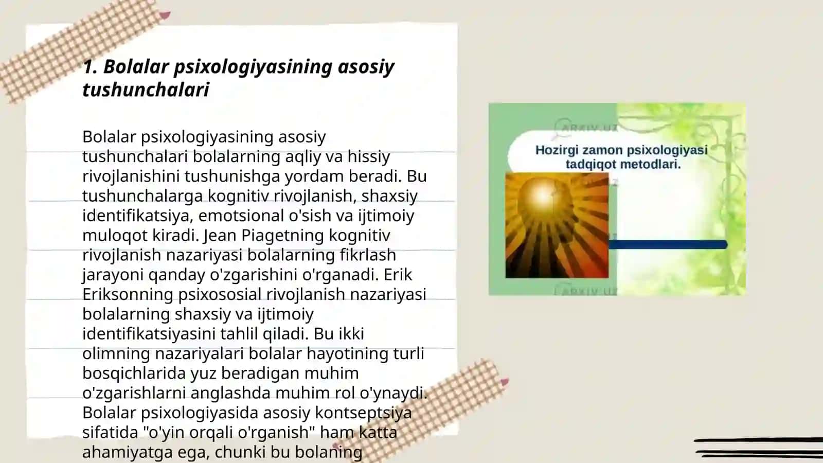 Bolalar psixologiyasi fanining predmeti va tadqiqot metodlari 3