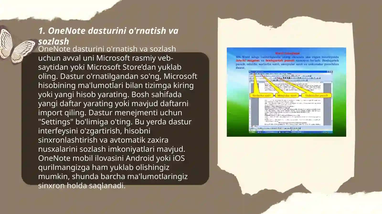 OneNote dasturi yordamida raqamli daftarcha yuritish 3