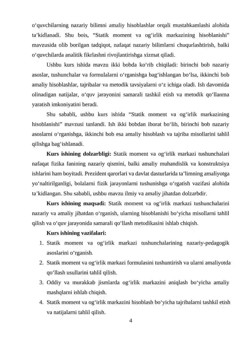 STATIK MOMENT VA OG‘IRLIK MARKAZINING HISOBLANISHI 3