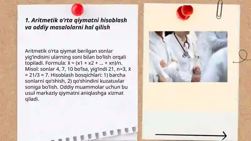 Aritmetik oʻrta qiymatlarni hisoblash 3