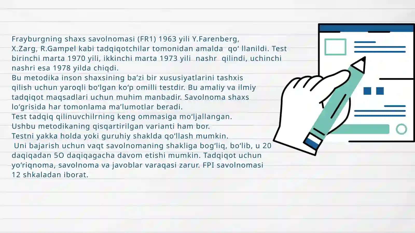 Umumiy Psixodiagnostika fanidan oraliq nazorat ishi 3