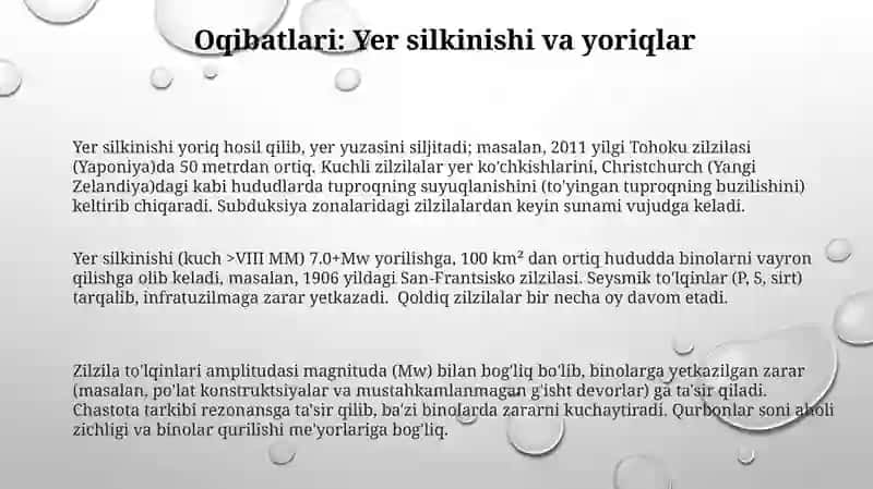 Yer silkinishining asosiy xususiyatlari 3