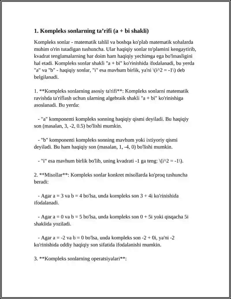 KOMPLEKS SONLAR 3