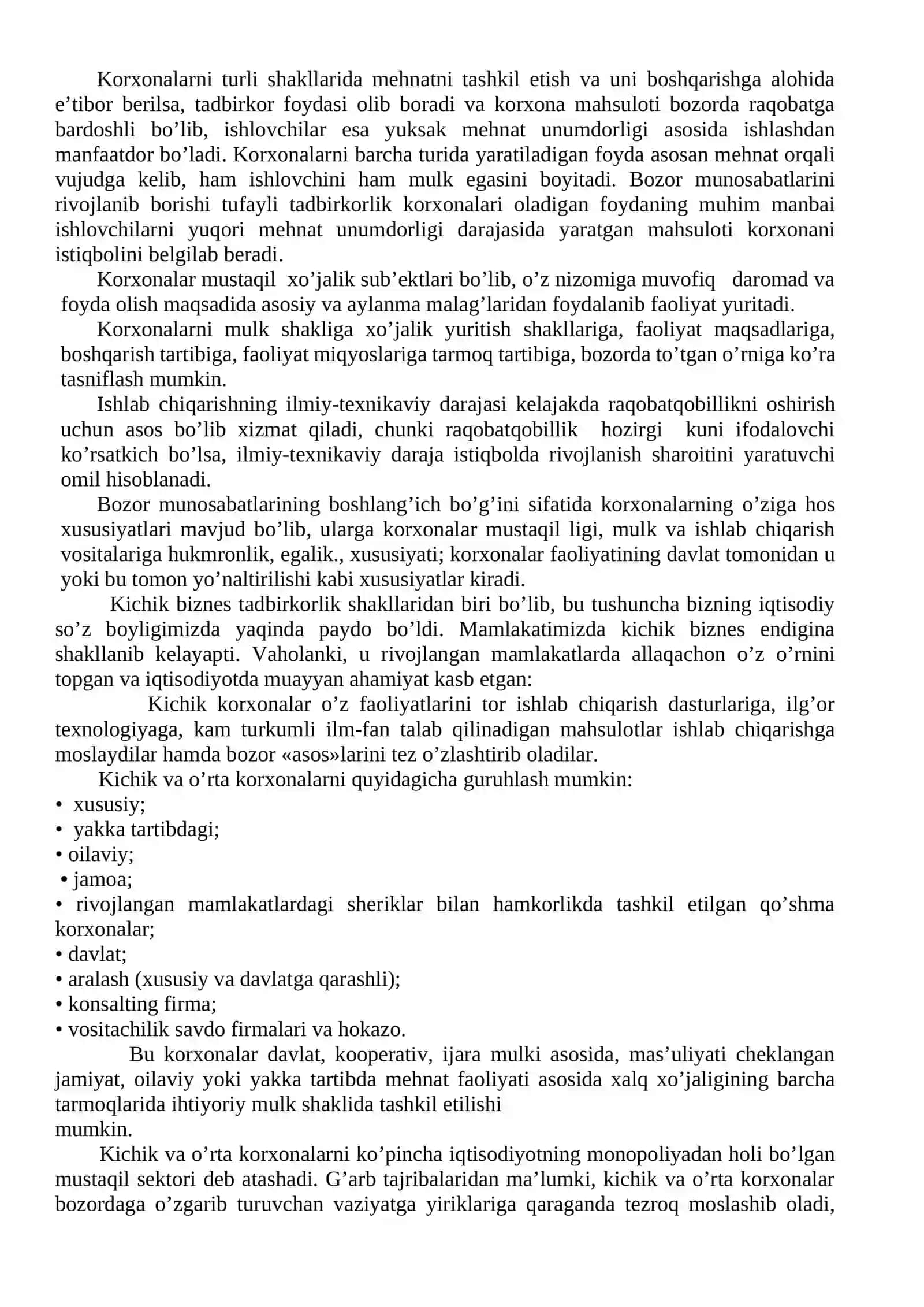 Korxona faоliyatida insоnning rоli. Kichik korxonalar 3
