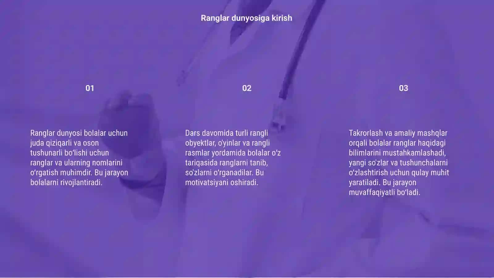 Ranglar dunyosiga kirish 3