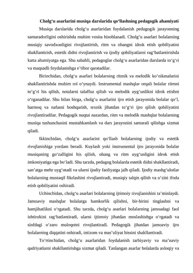 MUSIQA DARSLARIDA CHOLG‘U ASARLARIDAN FOYDALANISH 3