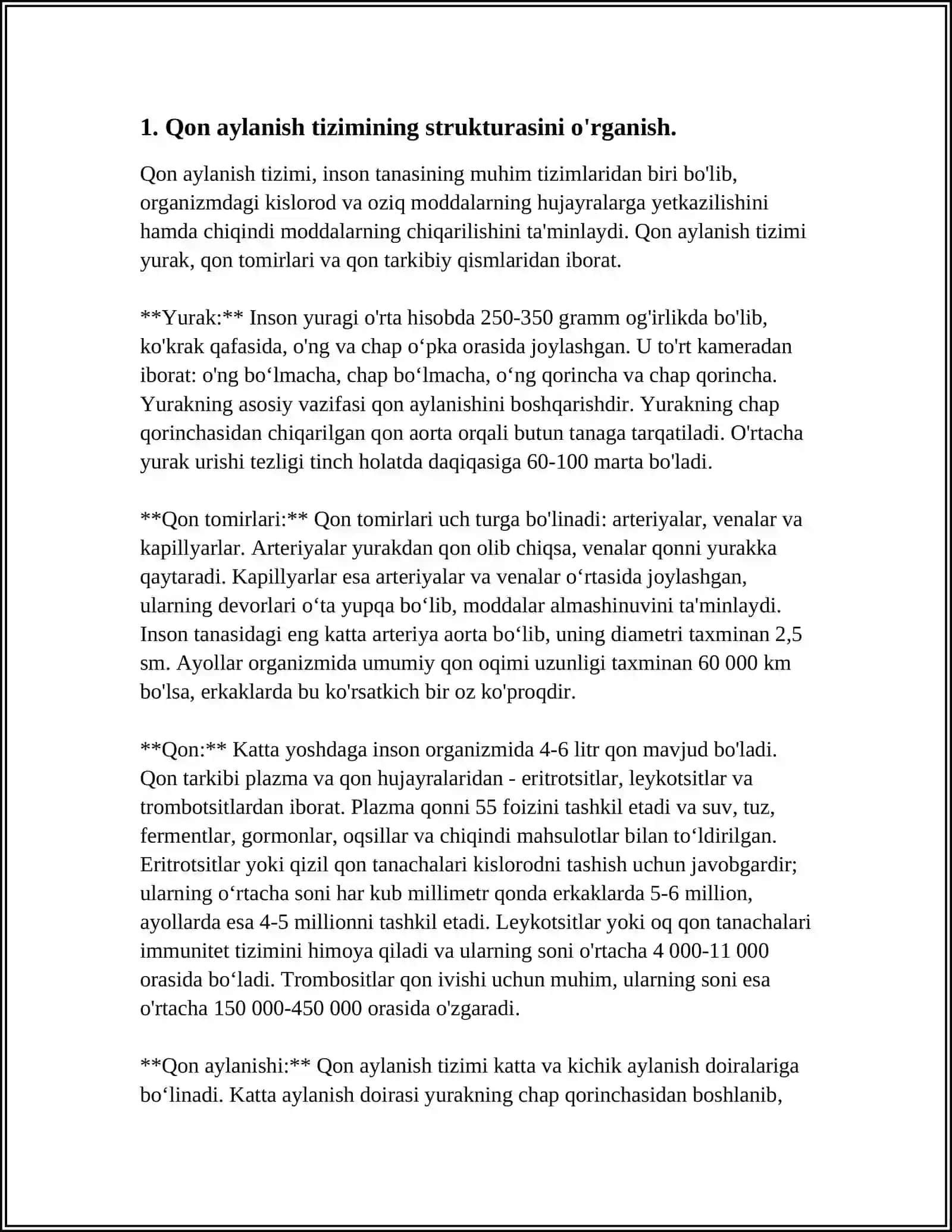 TOMIRLAR VA PULS ORQALI QON HARAKATINI OʻRGANISH 3