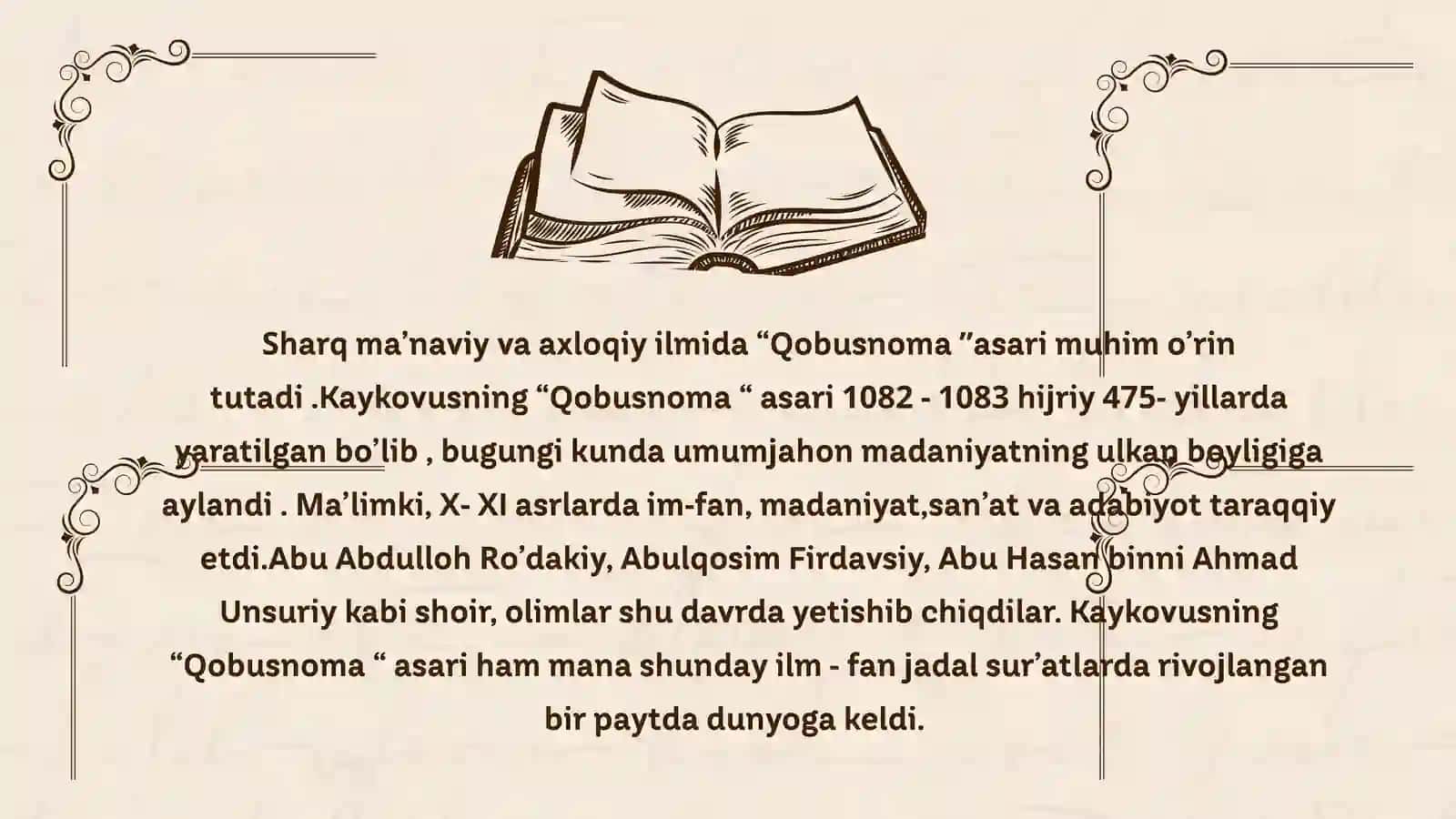 Kaykovusning “Qobusnoma” asari 3