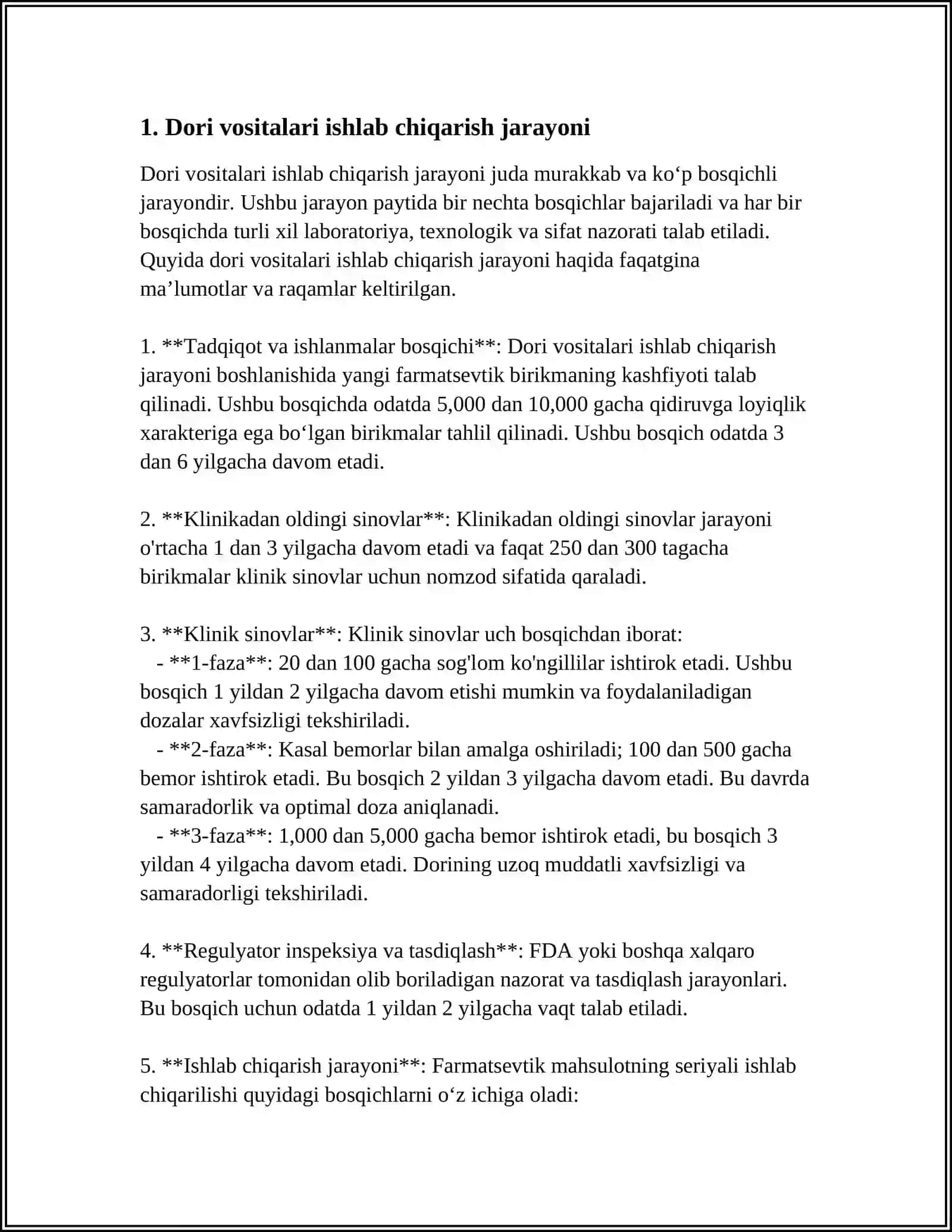 DORI VOSITALARI TIBBIY BUYUMLAR VA FARMASEVTIK TOVARLAR ISHLAB CHIQARISH 3