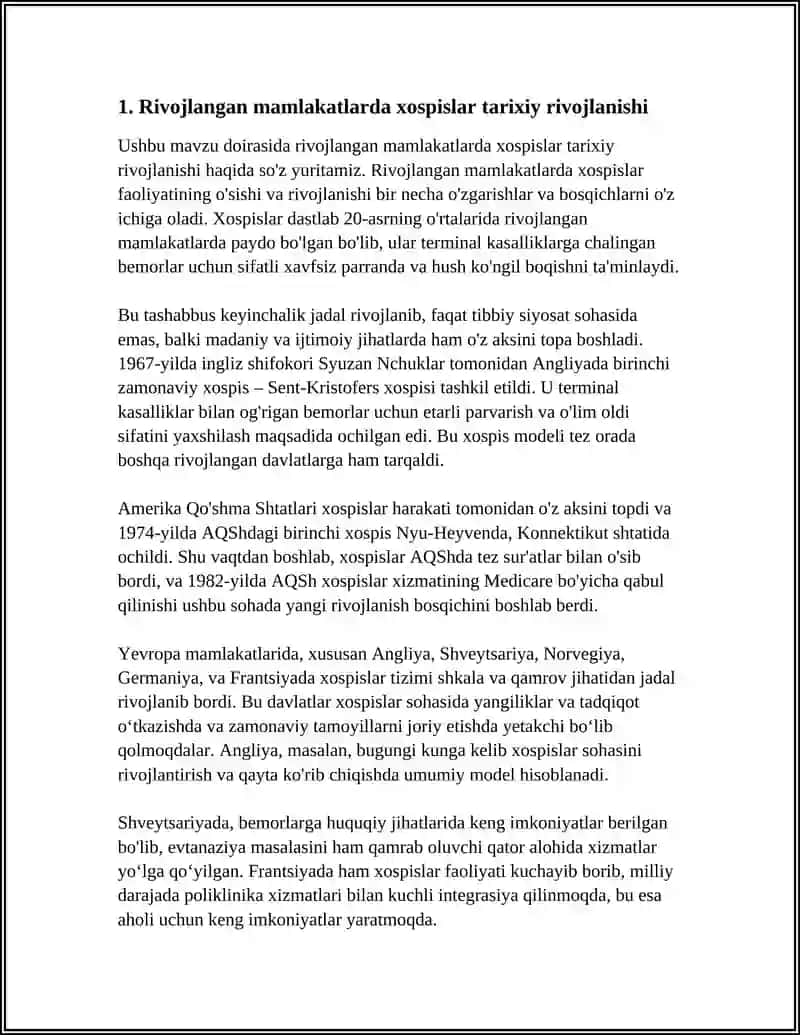 RIVOJLANGAN MAMLAKATLARDA XOSPIS LAR FAOLIYATI HAQIDA 3