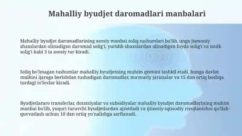 Mahalliy budjet shakllanish manbalari 3