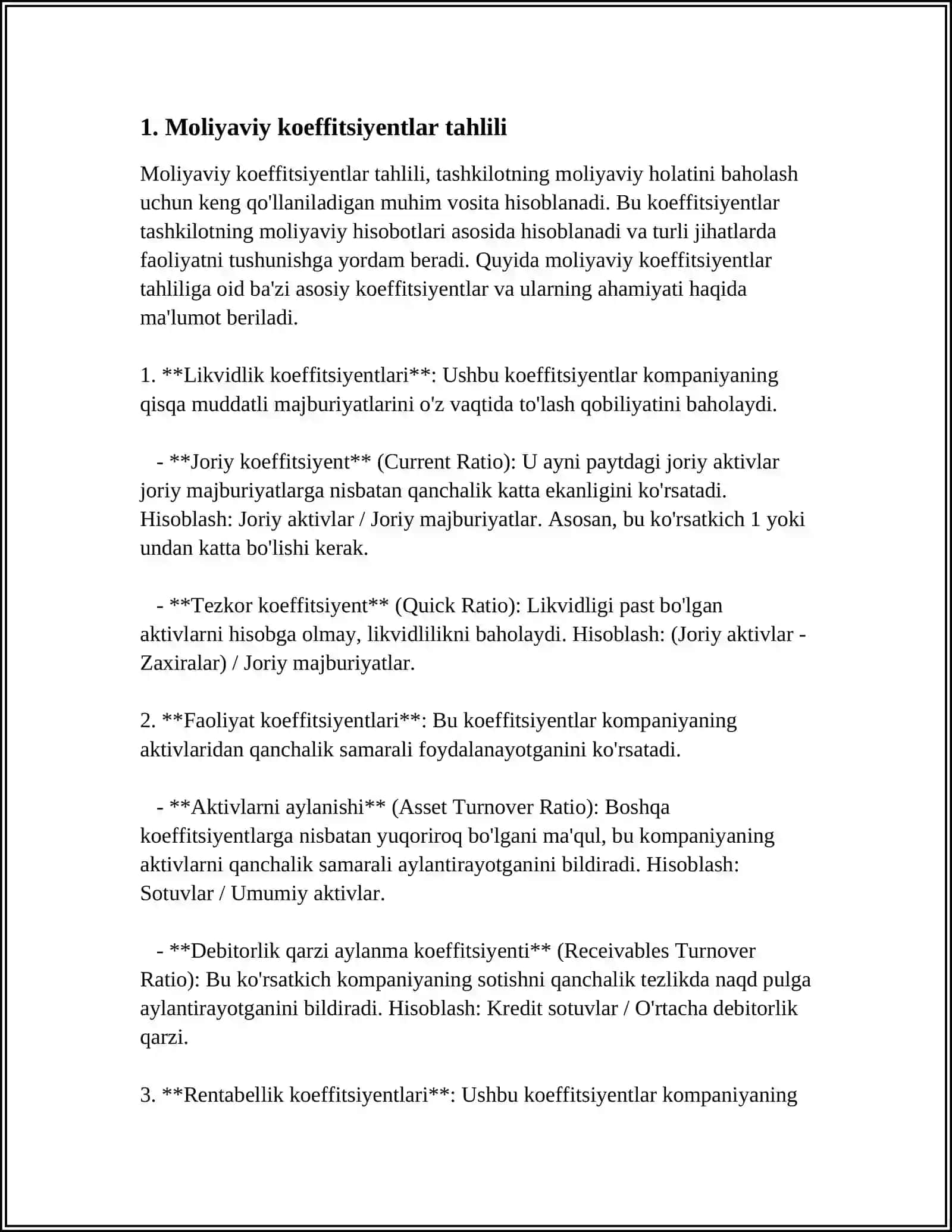 Moliyaviy koeffitsiyentlar tahlili 3