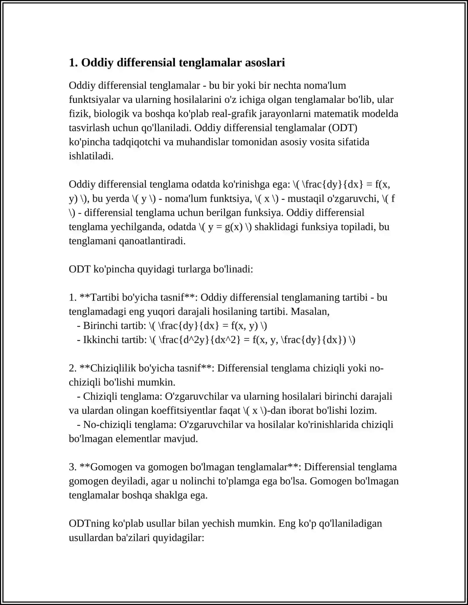 ODDIY DIFFERENTSIAL TENGLAMALAR SISTEMASI 3