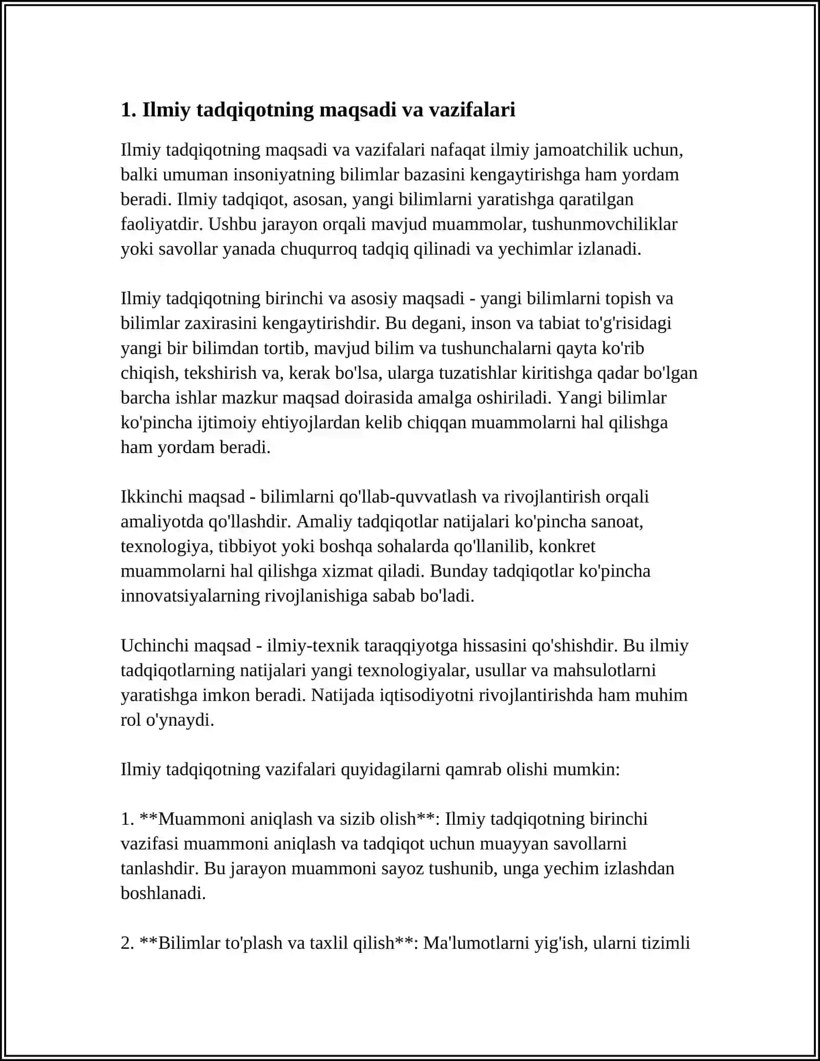 ILMIY TADQIQOT YO'NALISHI VA ILMIY MUAMMONI TANLASH 3