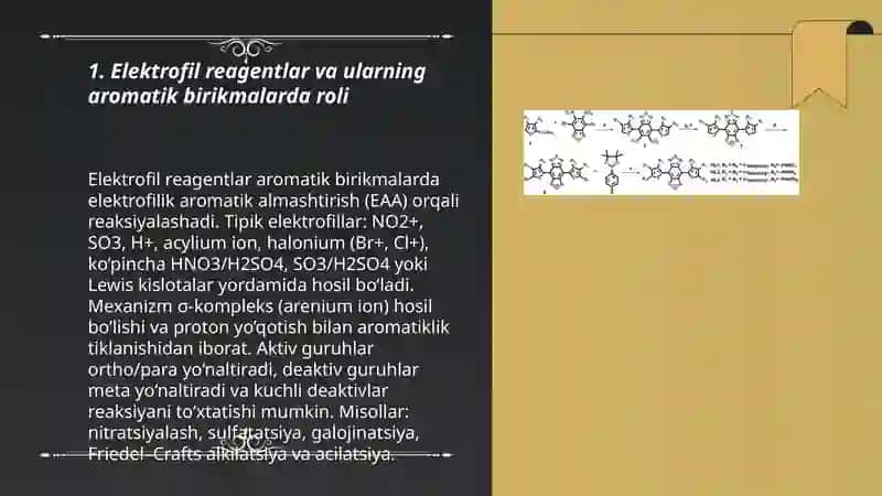 Aromatik birikmalardagi elektrofil reagentlar 3