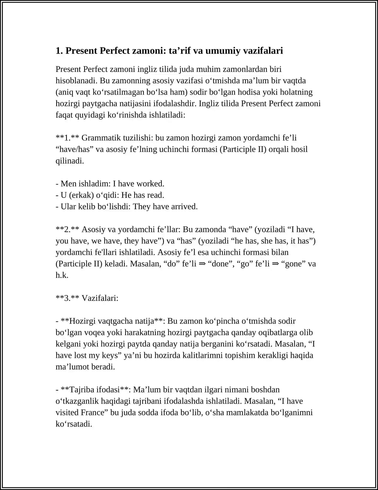 PRESENT PERFECT TENSE 3