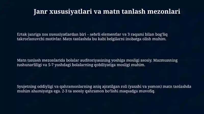 Ertak janriga xos matnlar ustida ishlash metodikasi 3