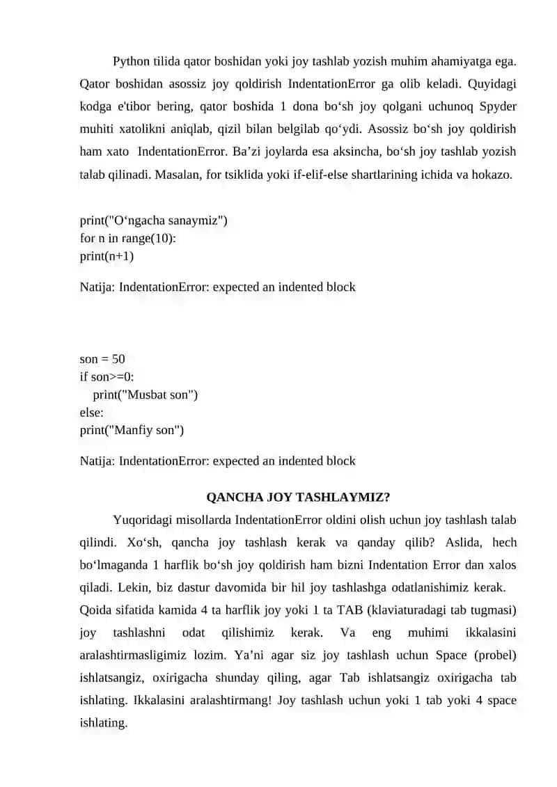 PYTHON DASTURLASH TILIDA XATOLIKLAR BILAN ISHLASH 3