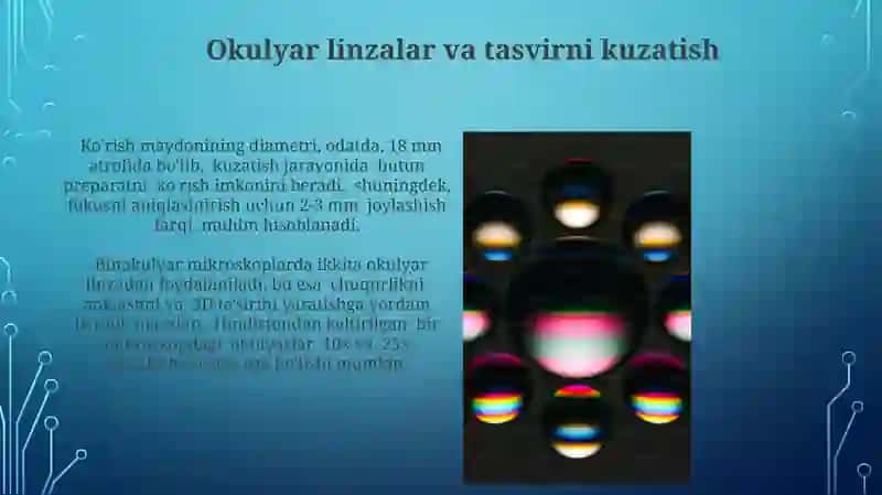 Mikroskopda nurlarning yòli, qòllanilishi 3