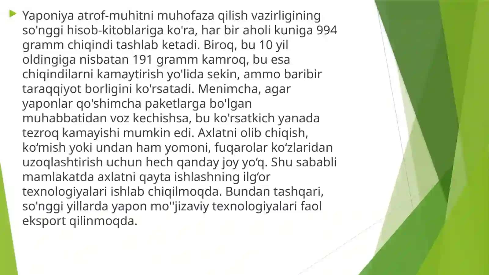 YAPONIYADA CHIQINDILARNI QAYTA ISHLASH 3
