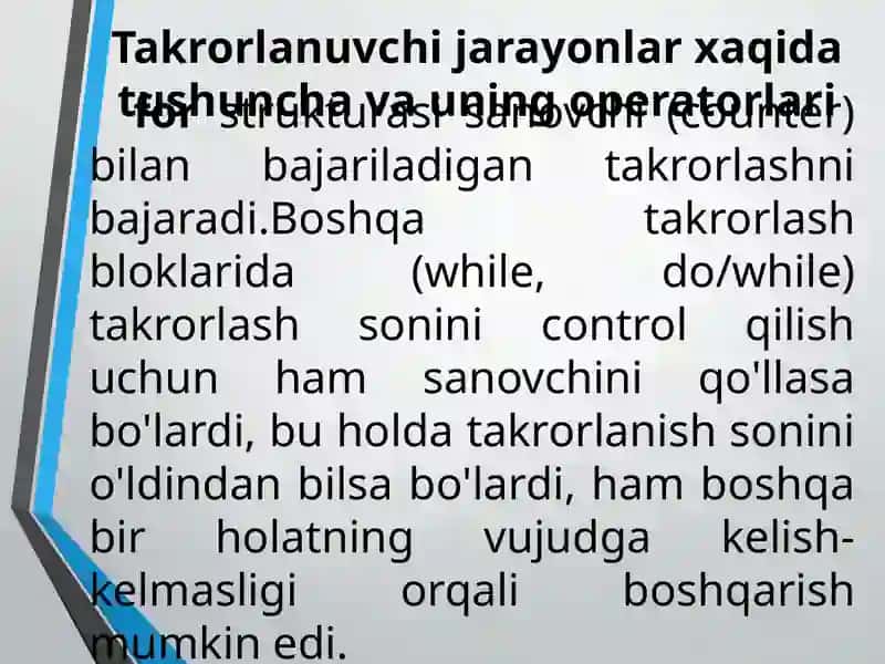 Takrorlanuvchi jarayonlar va ularning turlari 3