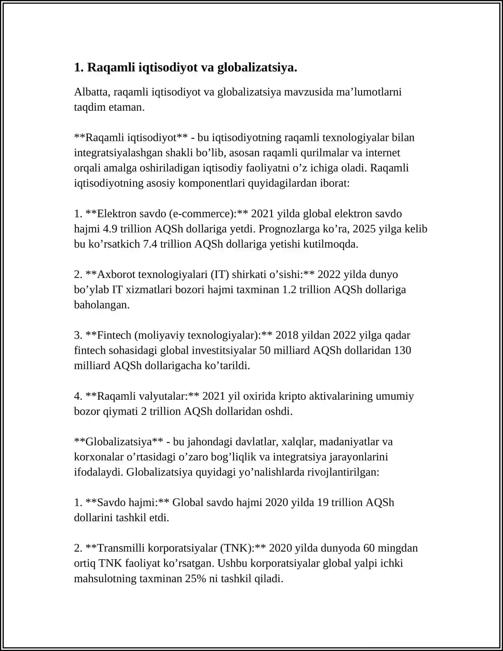 RAQAMLI IQTISODIYOTNI RIVOJLANTIRISH AXBOROT KOMMUNIKATSIYA TEXNOLOGIYALARINI OʻRNI 3