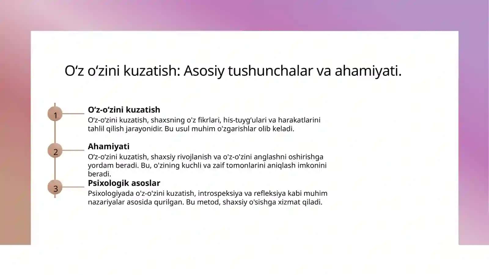 Oʻz oʻzini kuzatish metodi 3
