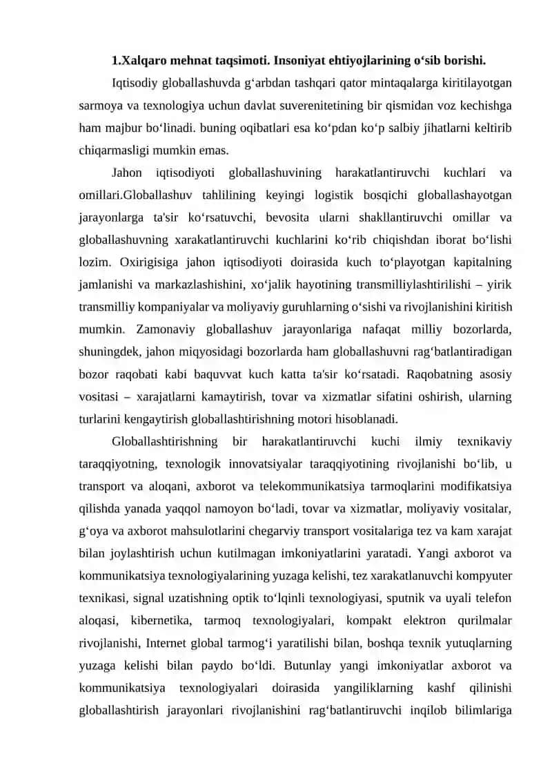 IQTISODIY HAYOTNING GLOBALLASHUVI 3