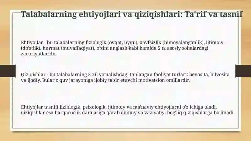 Talabaning ta’lim faoliyatida ehtiyojlar va qiziqishlar 3