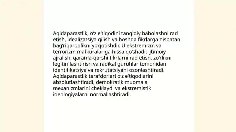 Aqidaparastlik, ekstremizm va terrorizm mafkuralari 3