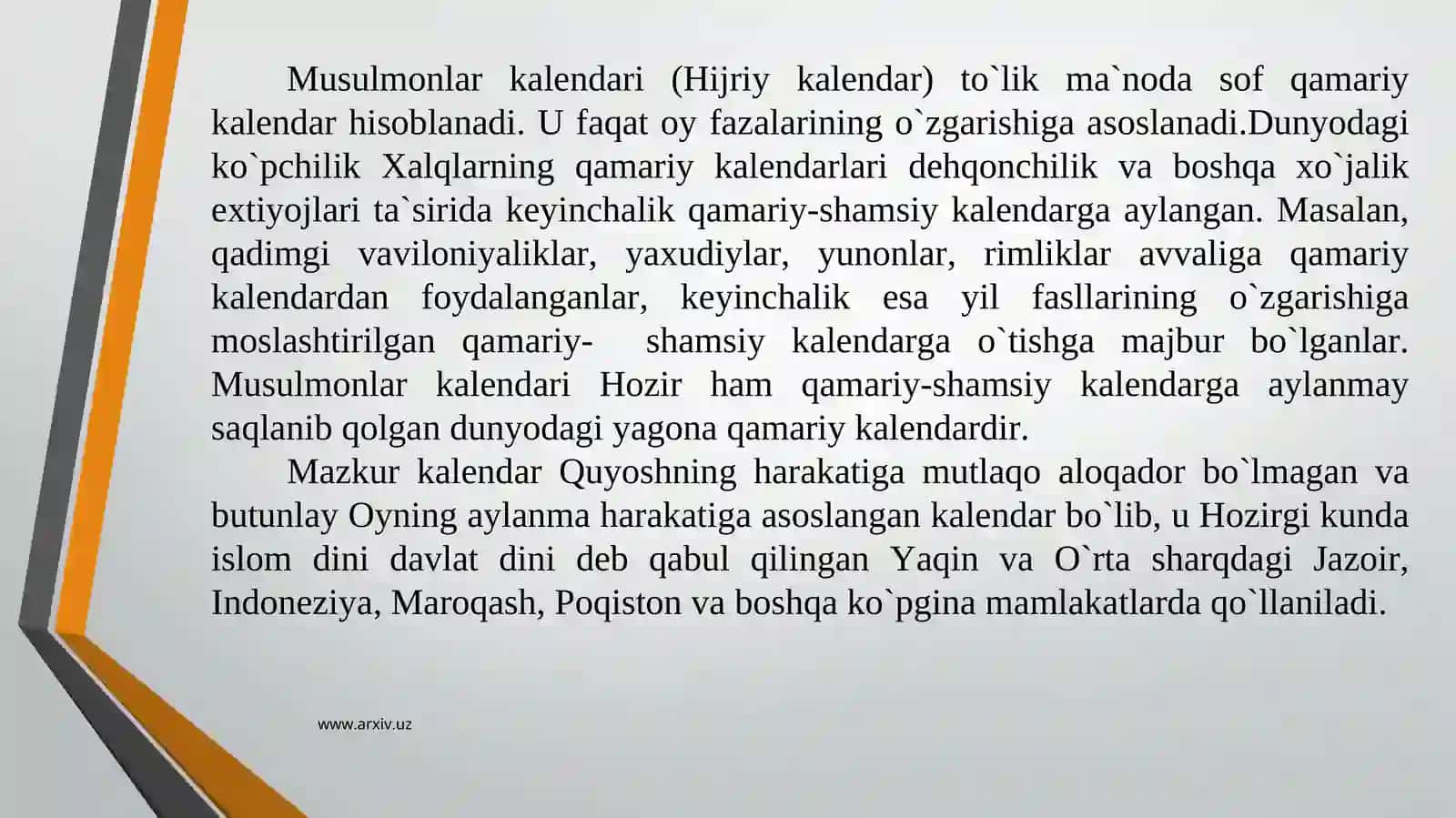 Musulmonlar kalendari.Hijriy yil hisobi 3