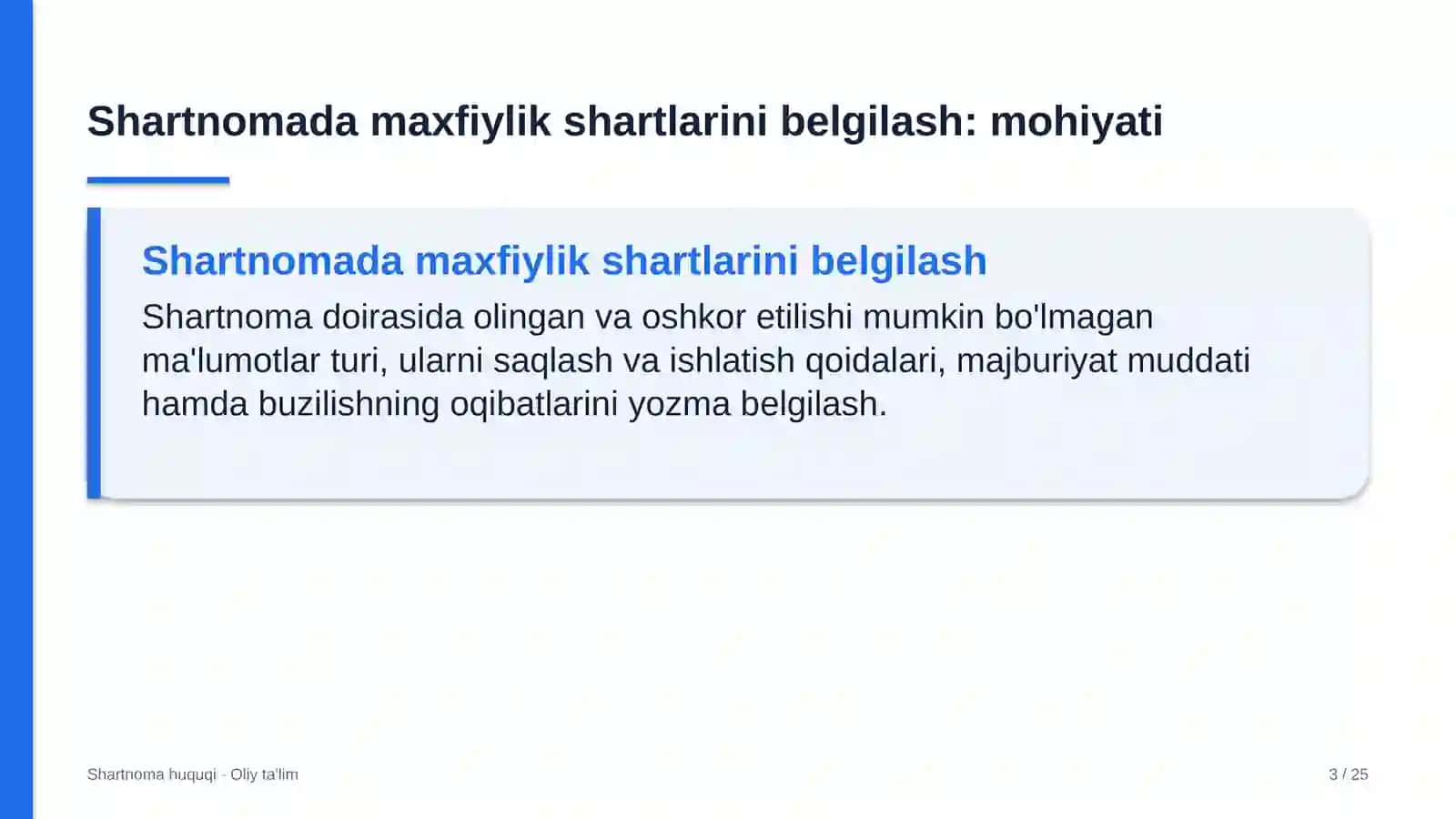Shartnoma Huquqi · Oliy Ta'limga 3