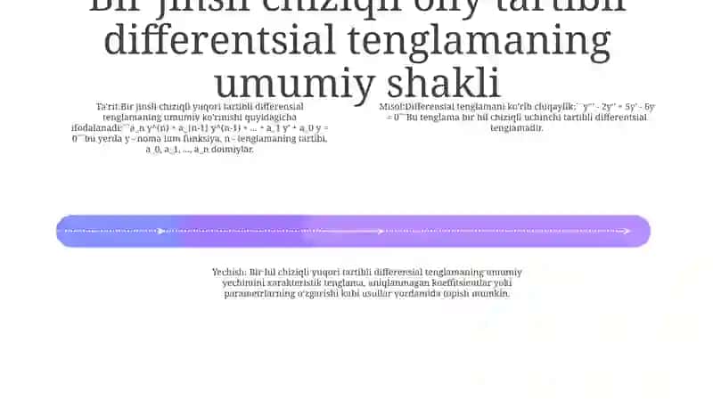 Bir Jinsli Chiziqli Yuqori Tartibli Differensial Tenglamalar 3