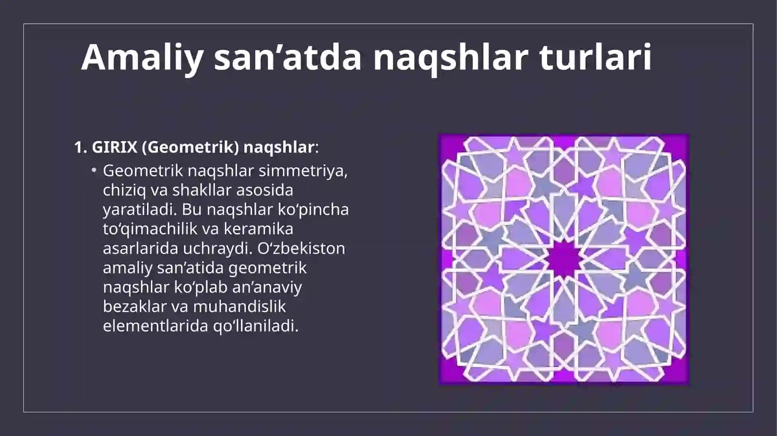Amaliy san’atda naqshlar 3