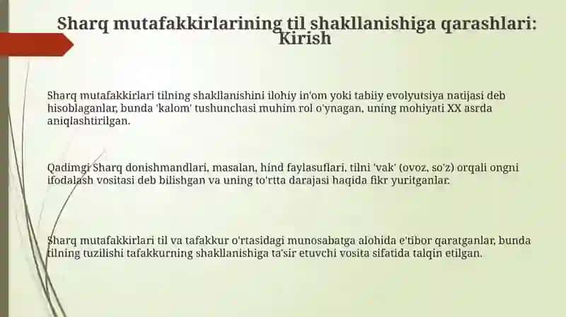 Sharq mutafakkirlarining til shakllanishiga oid qarashlari 3