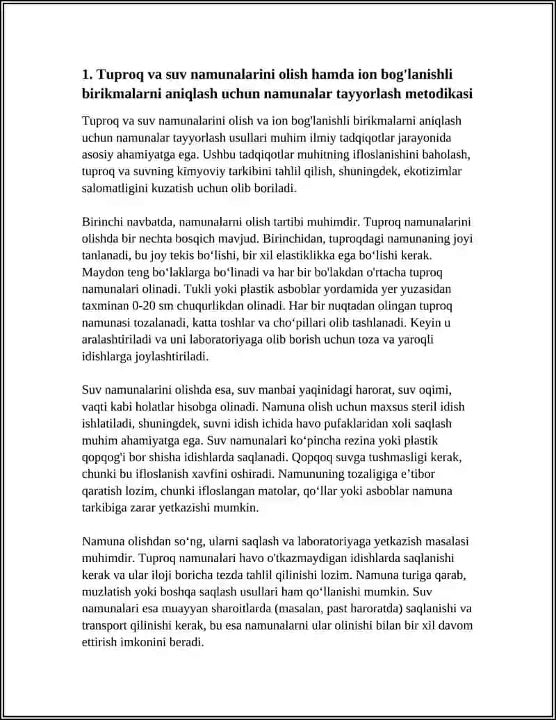 TUPROQ VA SUVNING IFLOSLANISHIDA ION BOG'LANISHLI BIRIKMALARNI ANIQLAB 3
